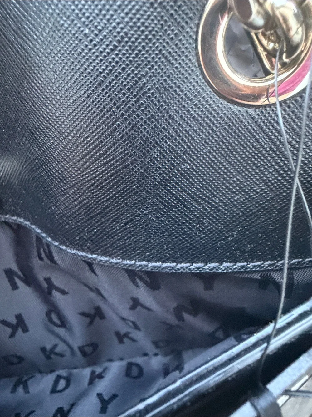 DKNY Black Shoulder Bag with Chain-Strap Accents